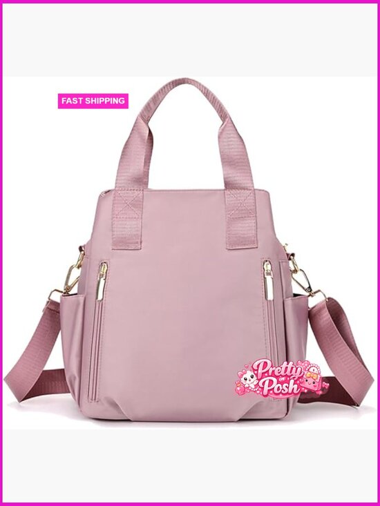 Handbags - Waterproof Nylon Crossbody Bag with Multi Pockets Top Handle